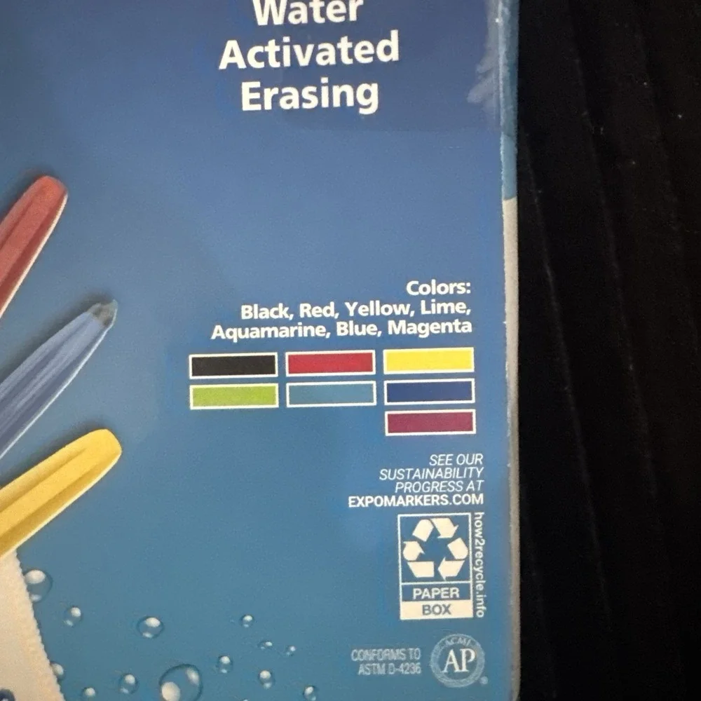 Expo Wet Erase‎ Markers 7ct Semi-Permanent + Microfiber Cloth Water Activated